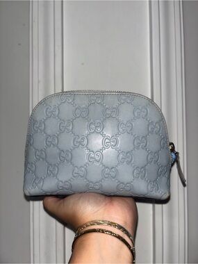 Gucci Powder Blue GG Embossed Cosmetic Pouch